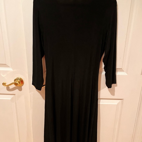 Black Chico’s dress size 2 Surplus front side knot long sleeve lightweight - Picture 5 of 7